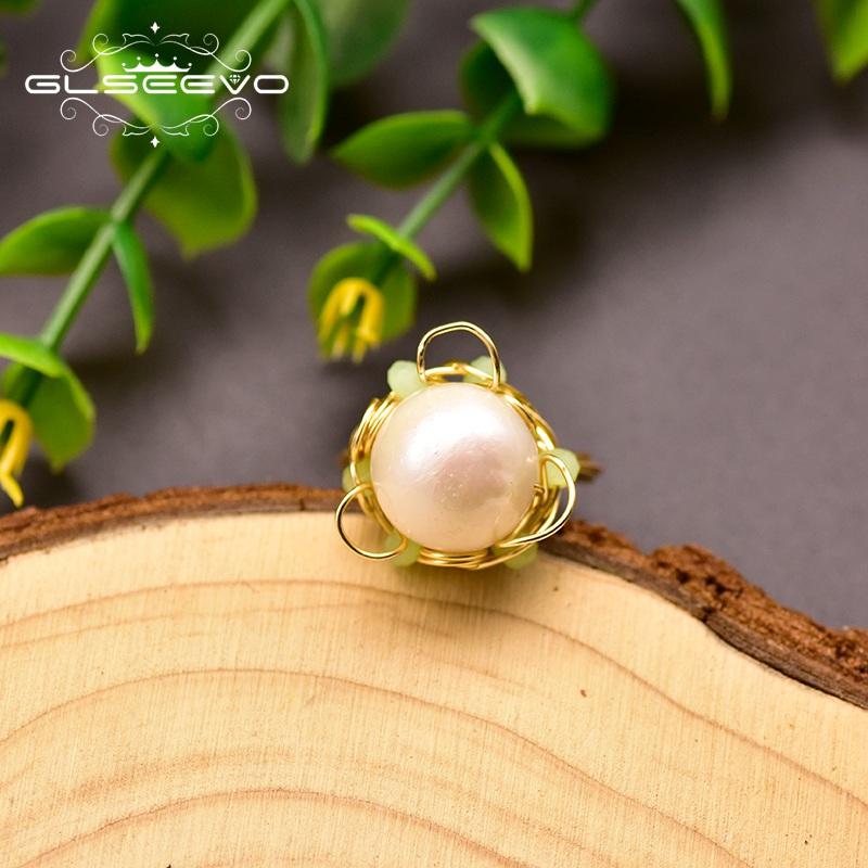 Изображение товара: Кольцо GLSEEVO из натурального пресноводного жемчуга для женщин и девушек, Свадебное обручальное кольцо из стерлингового серебра 925 пробы, роскошные украшения GR0249