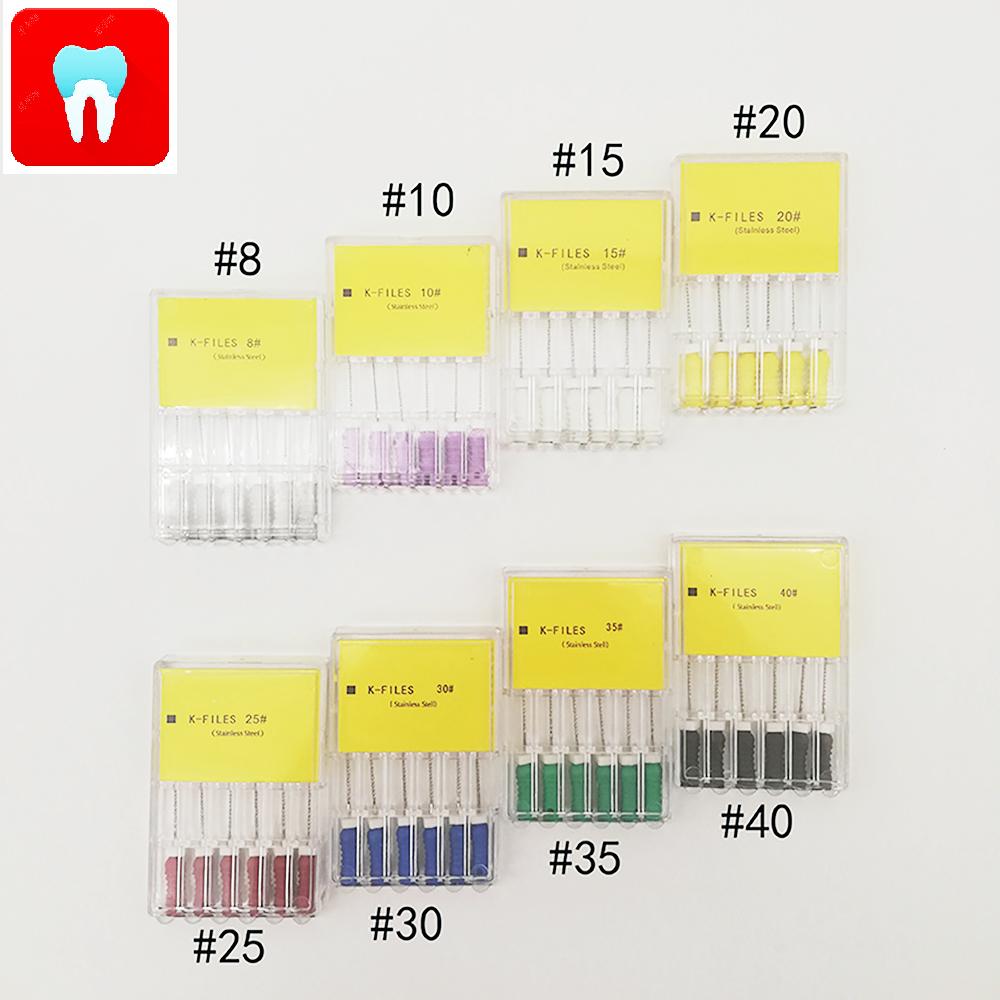 Изображение товара: 48 шт. #8-#40 21 мм стоматологические K файлы корневой канал стоматология Эндодонтические Инструменты Стоматологические материалы ручной работы из нержавеющей стали K Файлы