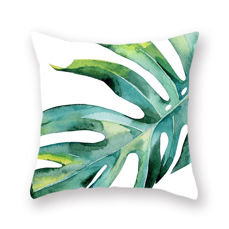 Изображение товара: Двусторонний полиэфирный узор скандинавский ветер джунгли Тропические Зеленые растения обнимаются наволочки хвойные Пальмовые Листья Чехлы на подушки для дома