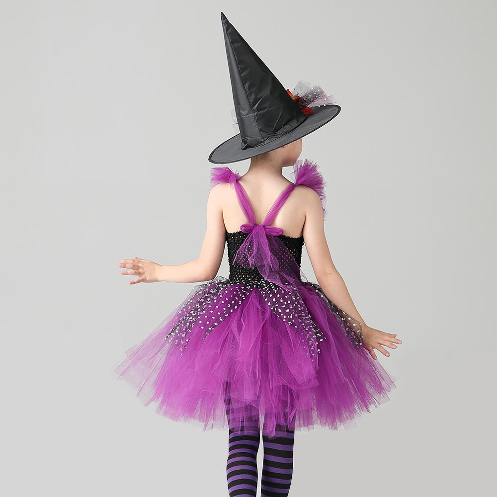 Изображение товара: Костюм на Хэллоуин для девочек, платье-пачка и шляпа ведьмы, детское платье для карнавала, косплея, вечеринки, платье, рождественские платья