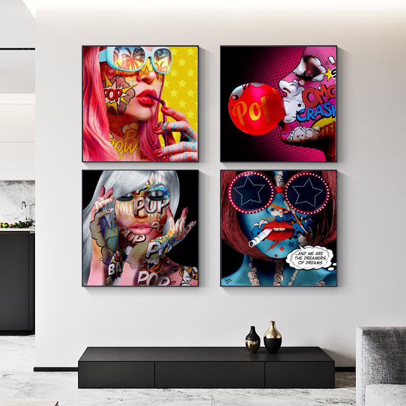 Изображение товара: Картина на холсте, сексуальная поп-арт, крутые плакаты и принты для девушек, настенные художественные картины для гостиной, дизайнерский Декор