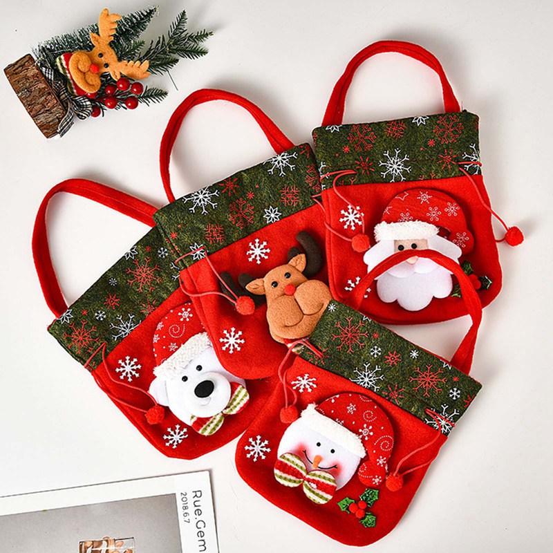 Изображение товара: Рождественские подарочные сумки с Санта Клаусом, снеговиком, оленем, подарочные сумки для детей, женский подарок, новогодний и Рождественский подарок, Детская сумка