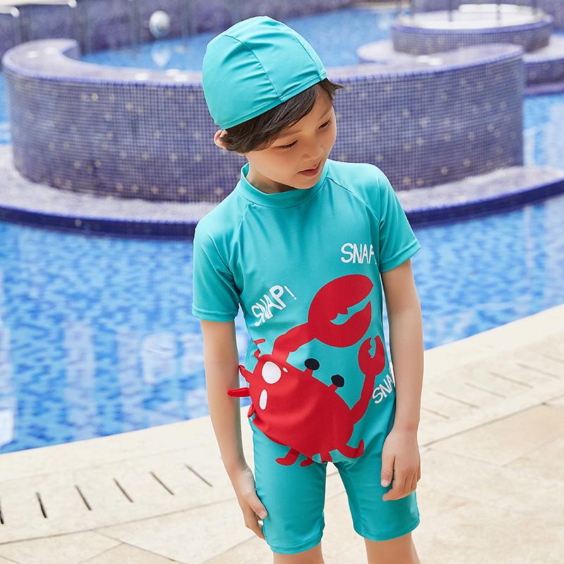 Изображение товара: Детский купальник, купальник, шапочка для плавания, детская Корейская Защита от солнца, быстросохнущий, милый Ins, цельный