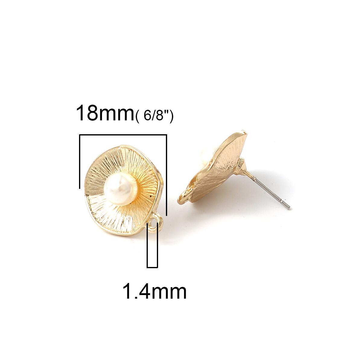 Изображение товара: Серьги-гвоздики матовые с искусственным жемчугом, из цинкового сплава, 18 х15 мм, 6 шт., неправильной формы акриловые