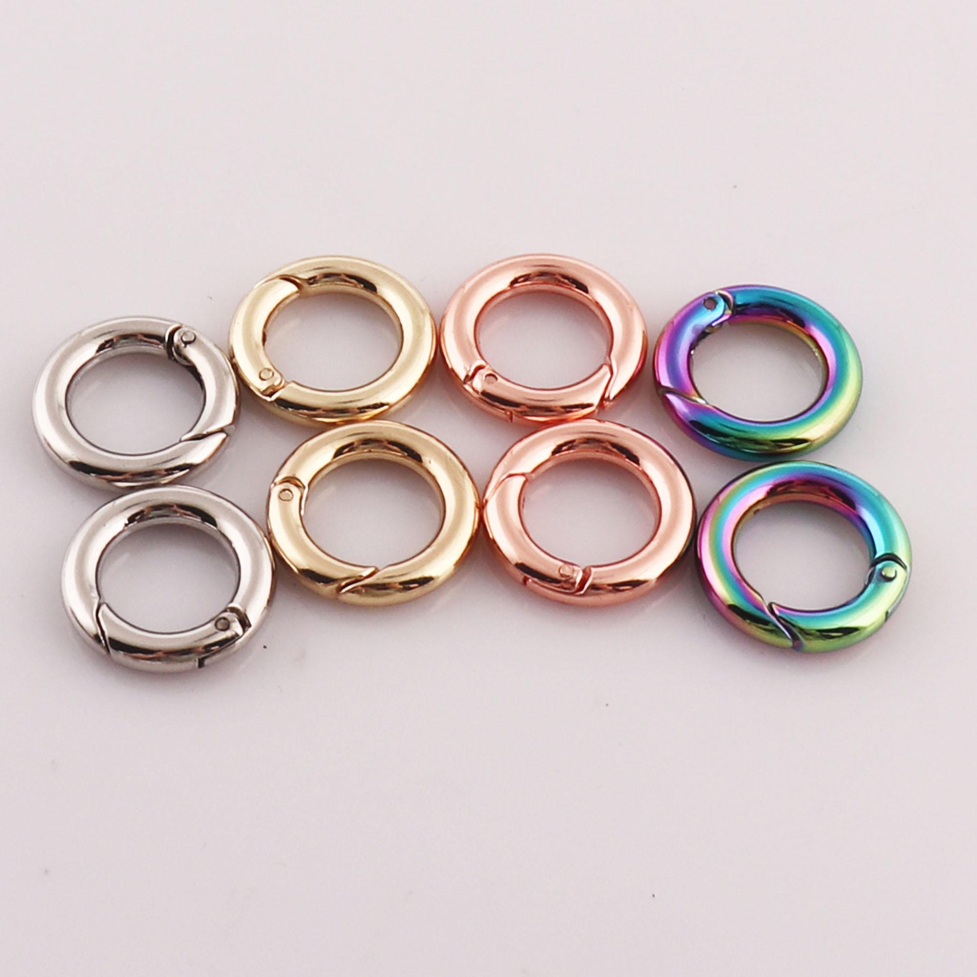 Изображение товара: 20 pcs Gold/Silver/Rose Gold/Rainbow Spring Ring buckles,Snap Ring Screw Spring Gate Ring Clasp,for webbing Purse Bag Handbag -3