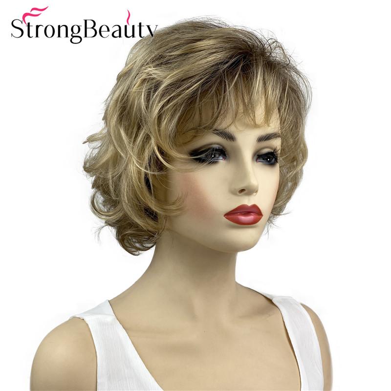 Изображение товара: StrongBeauty Короткие вьющиеся парики мягкие волосы многослойный Shag Омбре синтетический парик