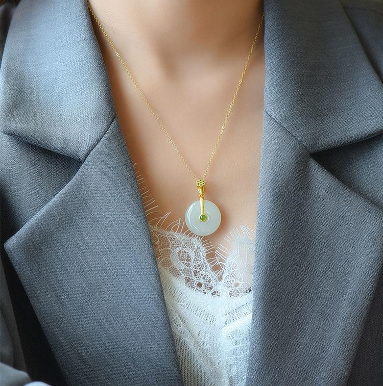 Изображение товара: Ожерелье женское с кулоном из белого нефрита, в китайском стиле ретро