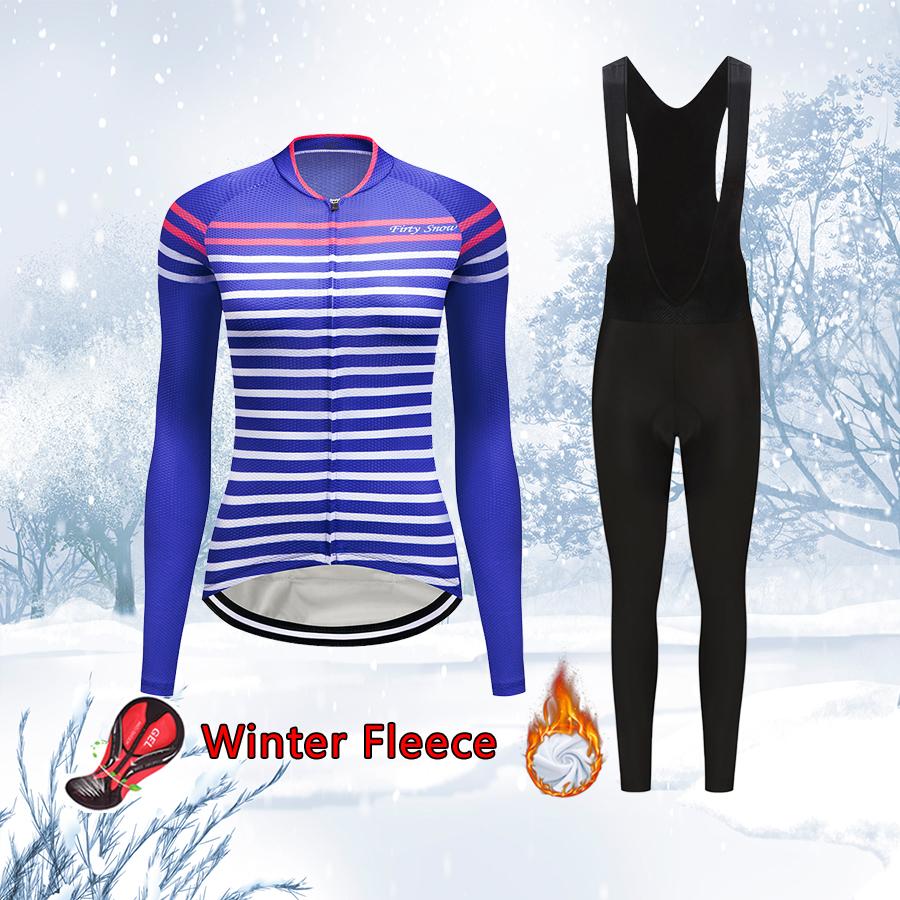 Изображение товара: 2020 велосипедная одежда, зимний комплект, Женская Теплая Флисовая велосипедная одежда, спортивная велосипедная футболка, Трикотажный костюм, теплый костюм, женское платье, одежда