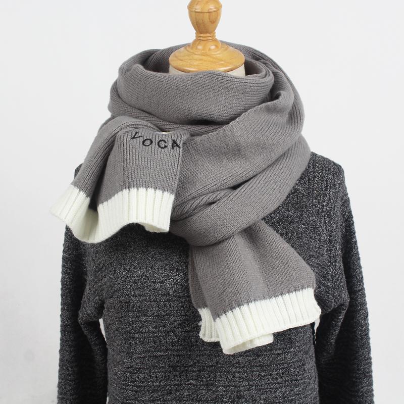 Изображение товара: Новинка, однотонный плотный шерстяной шарф, женский осенне-зимний плотный вязаный шарф, женские модные шарфы ручной работы, тёплый шарф