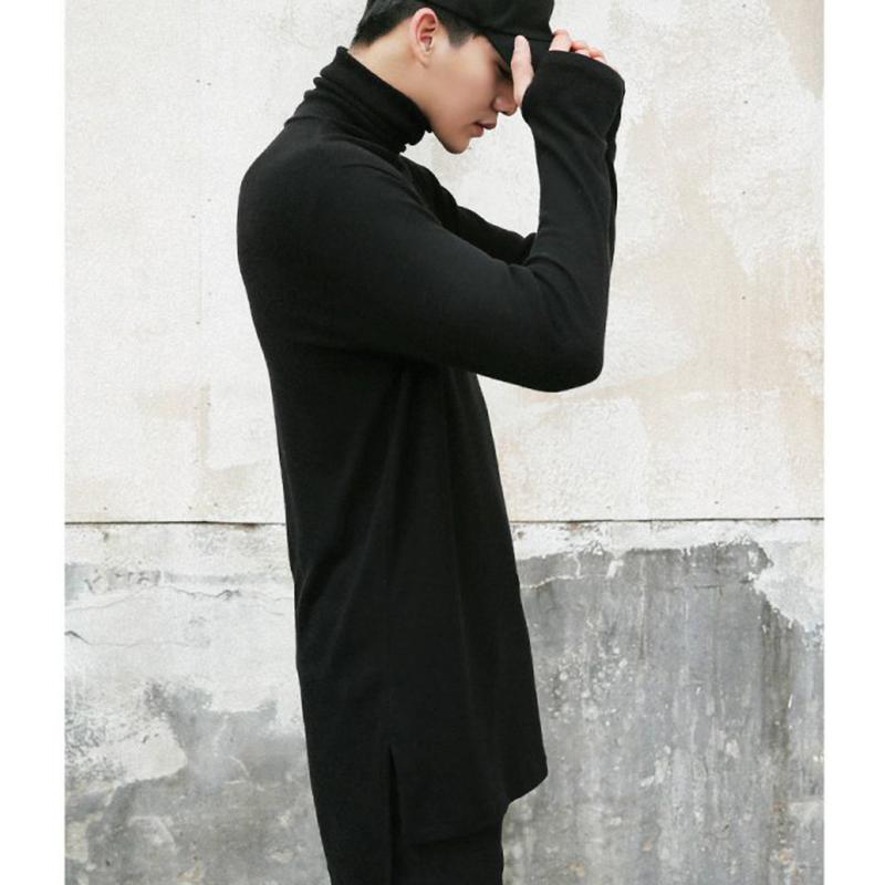 Изображение товара: Корейская версия Теплая мужская футболка с длинными рукавами и высоким воротником