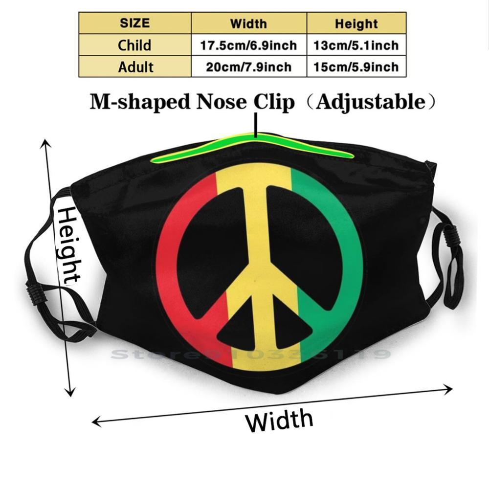 Изображение товара: Многоразовая маска для лица Rasta Peace с фильтрами, разноцветная детская маска для лица Rasta Peace Rasta Reggae Music 70S Love Hendrix Marley Jamaica