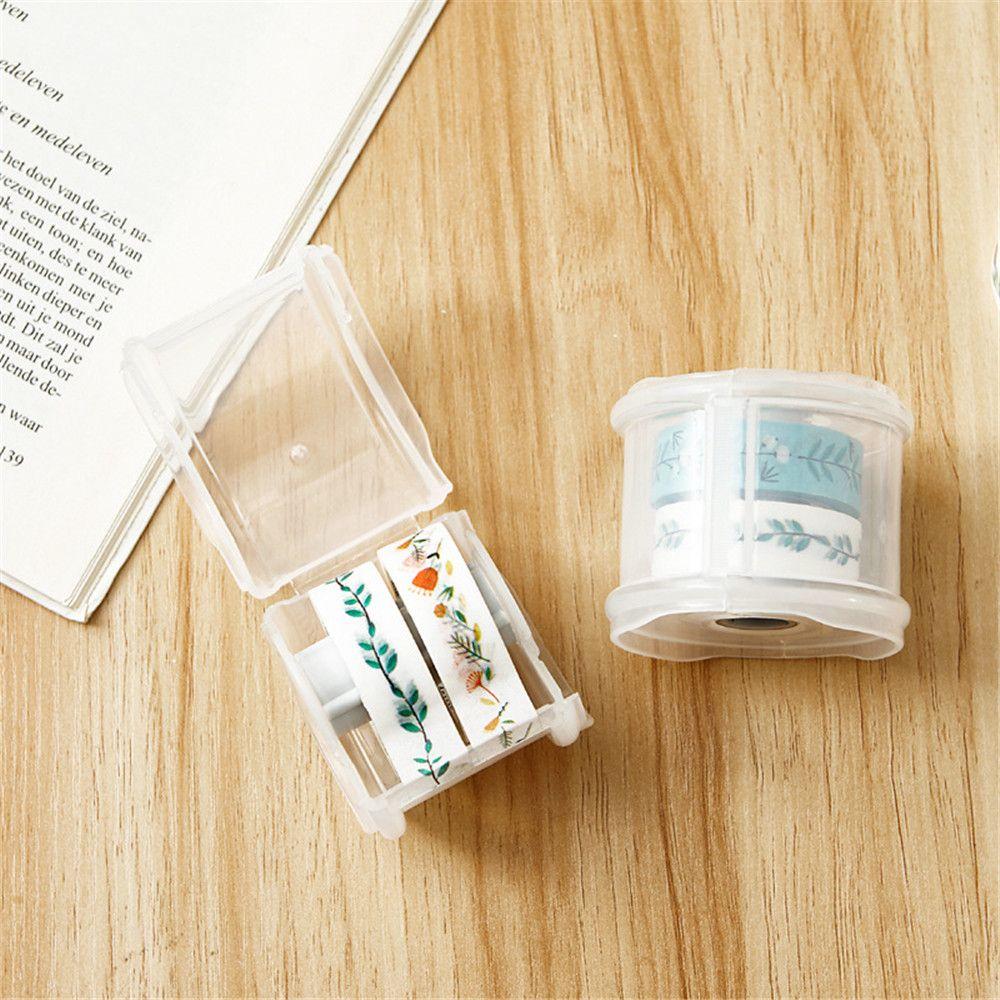 Изображение товара: Диспенсер для клейкой ленты, пластиковый, прозрачный, белый малярный скотч, 1 шт.