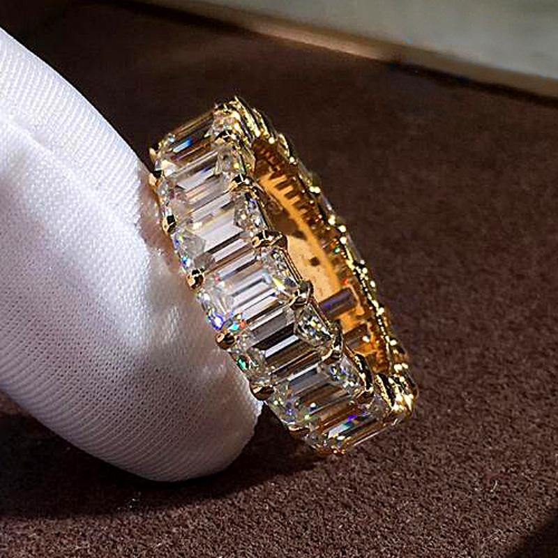 Изображение товара: Женское кольцо в стиле хип-хоп, желтое золото из стерлингового серебра 925 пробы с цирконием, 5 А, обручальное кольцо для свадьбы