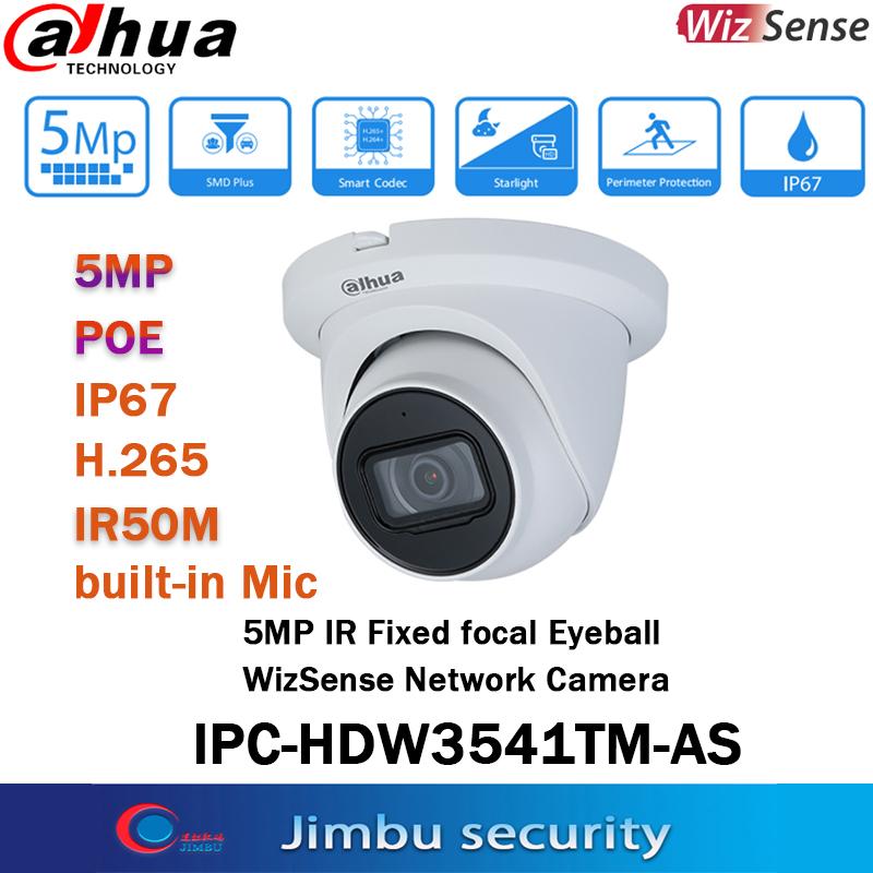 Изображение товара: Оригинальная камера Dahua 5MP POE WizSense для глазного яблока, Фотокамера, встроенный микрофон IR50m, IP67 H.265, камера с ии, английская версия