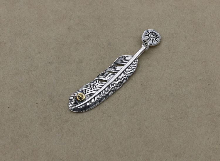 Изображение товара: Мужское ожерелье из тайского серебра S925 пробы с подвеской в виде перьев