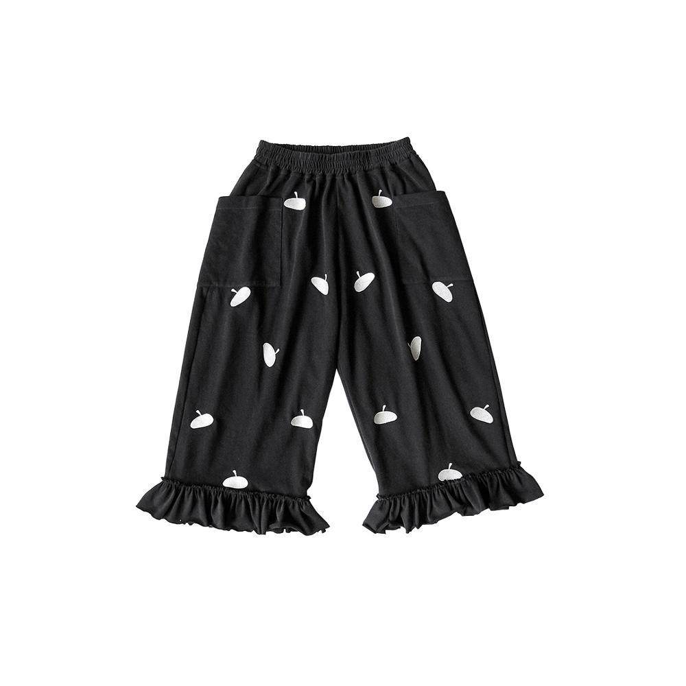 Изображение товара: Прямые брюки imakokoni с вышивкой, оригинальный женский дизайн, универсальные повседневные брюки с девятью точками, новинка на осень и зиму
