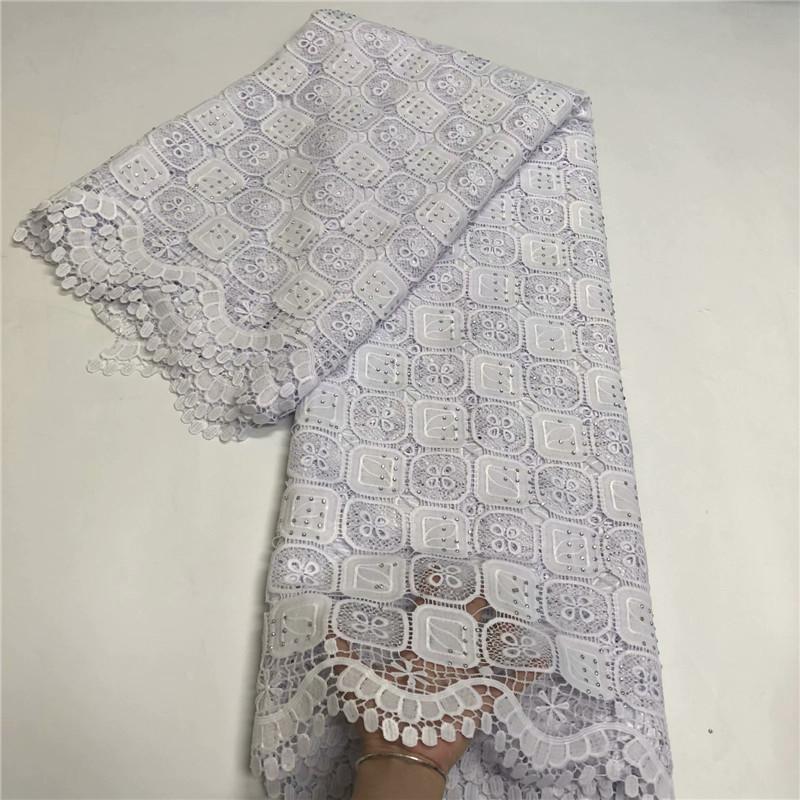 Изображение товара: Лидер продаж, нигерийские кружевные ткани, молочный шелк с блестками, Африканский шнур, кружевные ткани, 2020 гипюр, кружево, хлопковый материал