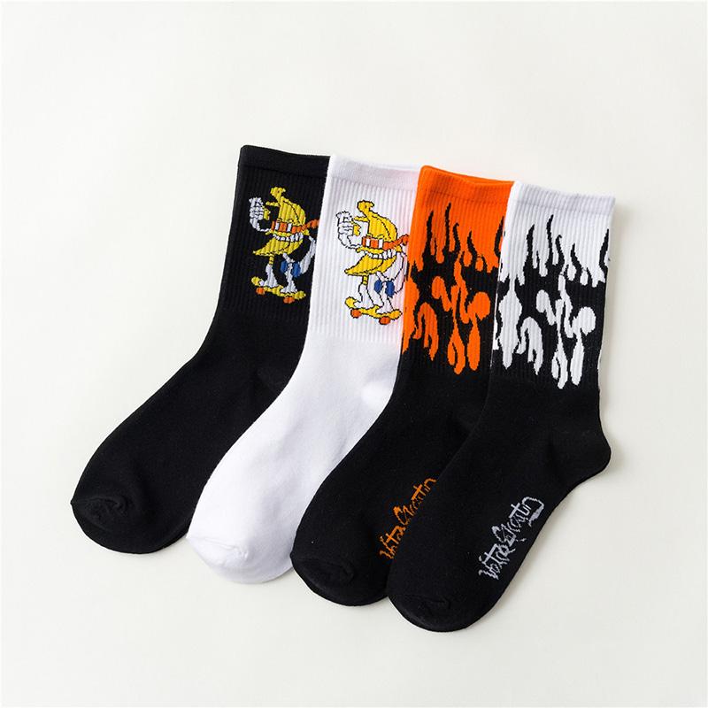 Изображение товара: Creative Hip Hop Unisex Happy Socks Personality Fashion High Quality Breathable Antiskid Flame Pattern Men Calcetines Mujer