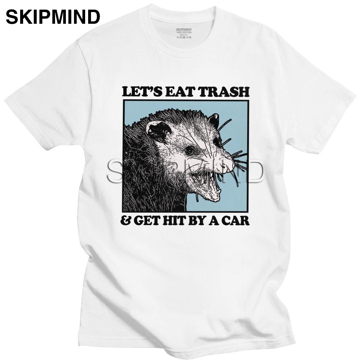 Изображение товара: Мужская футболка с короткими рукавами Let's Eat Trash, 100% хлопок, модная футболка с короткими рукавами для любителей Поссума, топы с енотом, Merch