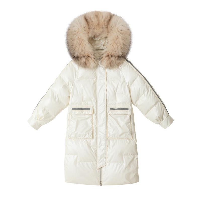 Изображение товара: Новинка 2022, модная блестящая стеганая куртка, женские зимние пальто, корейские толстые теплые длинные парки с капюшоном и меховым воротником b630