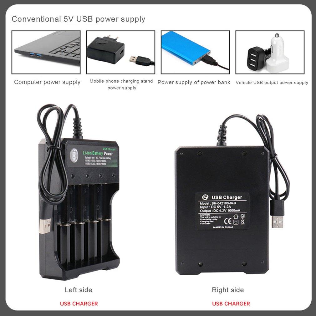 Изображение товара: Зарядное устройство для батарей, черное, на 4 батареи, 110/220 В переменного тока, с USB, для батарей 18650, литиевых, 3,7 В
