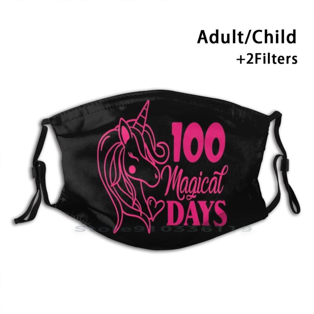Изображение товара: Дети девочки Единорог 100 волшебный дней милые 100 дней школьного многоразовые рот маска для лица с фильтрами; Детская одежда для девочек; С изображением единорога