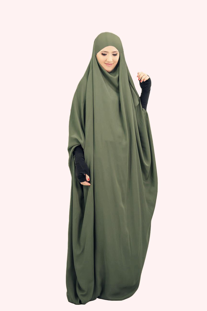 Изображение товара: Мусульманский женский хиджаб с капюшоном, платье для молитвы, jilbaba Abaya, длинный химар, полное покрытие, Рамадан, платье, абаи, мусульманская одежда, Niqab
