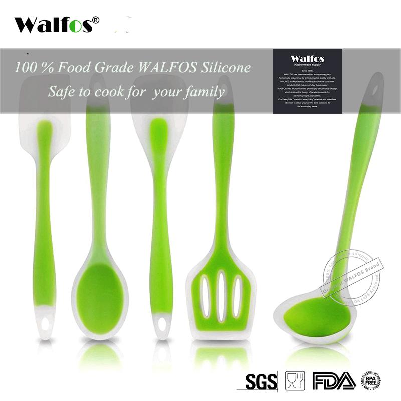 Изображение товара: Кухонные принадлежности WALFOS из пищевого силикона, набор термостойких кухонных принадлежностей, антипригарная лопатка, лопатка, ковш, ложка