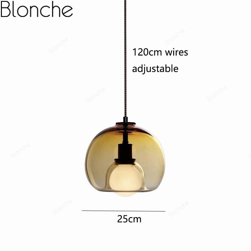 Изображение товара: Скандинавская стеклянная дизайнерская подвеска, дымчато-серая Подвесная лампа, Современная прикроватная лампа для столовой, спальни, японский светильник, подвеска