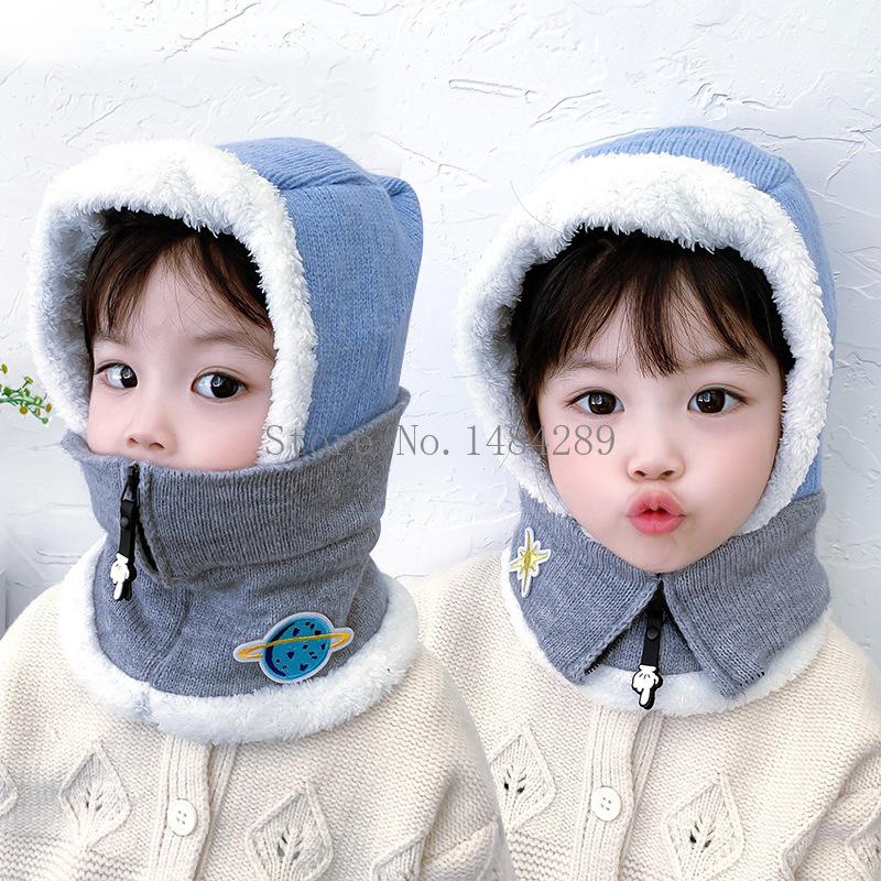 Изображение товара: Детская шапка из шерсти и флиса детская осенне-зимняя теплая шапка для защиты ушей шарф для мальчиков и девочек уличная зимняя теплая шапка
