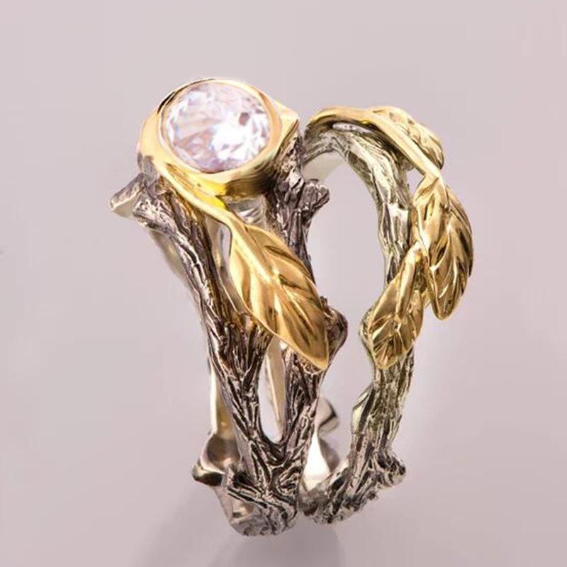 Изображение товара: Женское Винтажное кольцо Milangirl с листьями в стиле ретро, старинные кольца винтажное индийское ювелирное изделие с фианитами и камнями