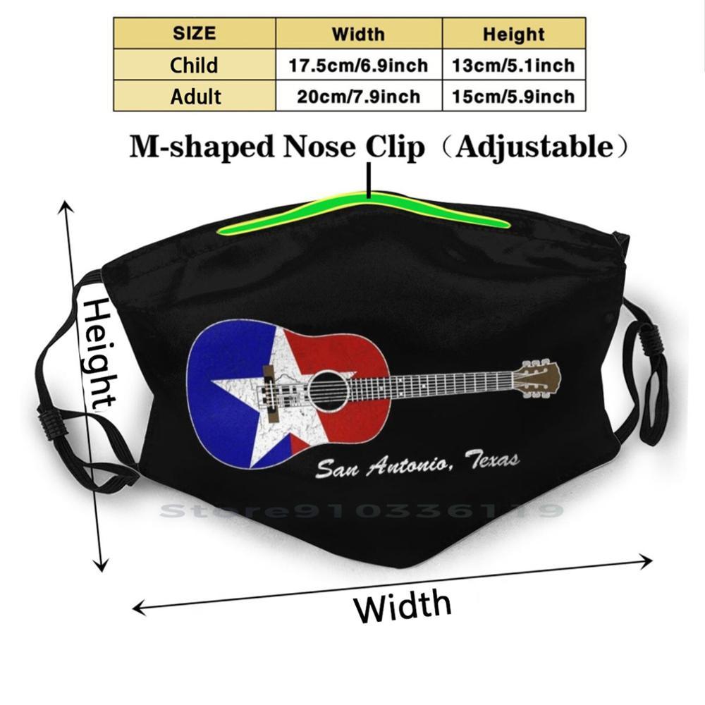 Изображение товара: Винтажный дизайн гитары Сан-Антонио Техас для взрослых и детей моющаяся смешная маска для лица с фильтром Сан-Антонио Техас Сан