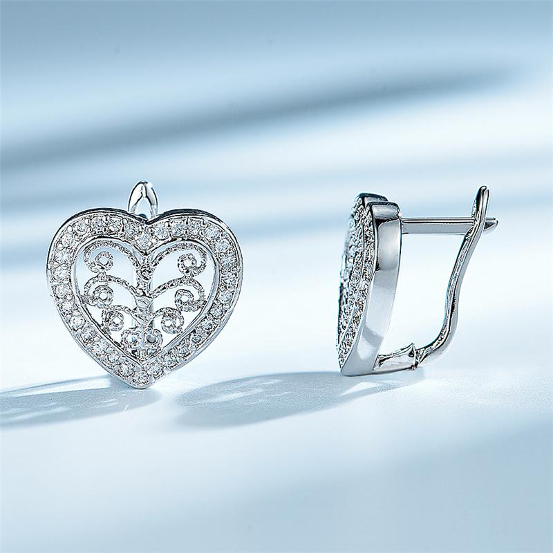 Изображение товара: Женские серьги-кольца DY из стерлингового серебра 925 пробы с прозрачным кубическим цирконием в форме сердца, модные ювелирные изделия для помолвки