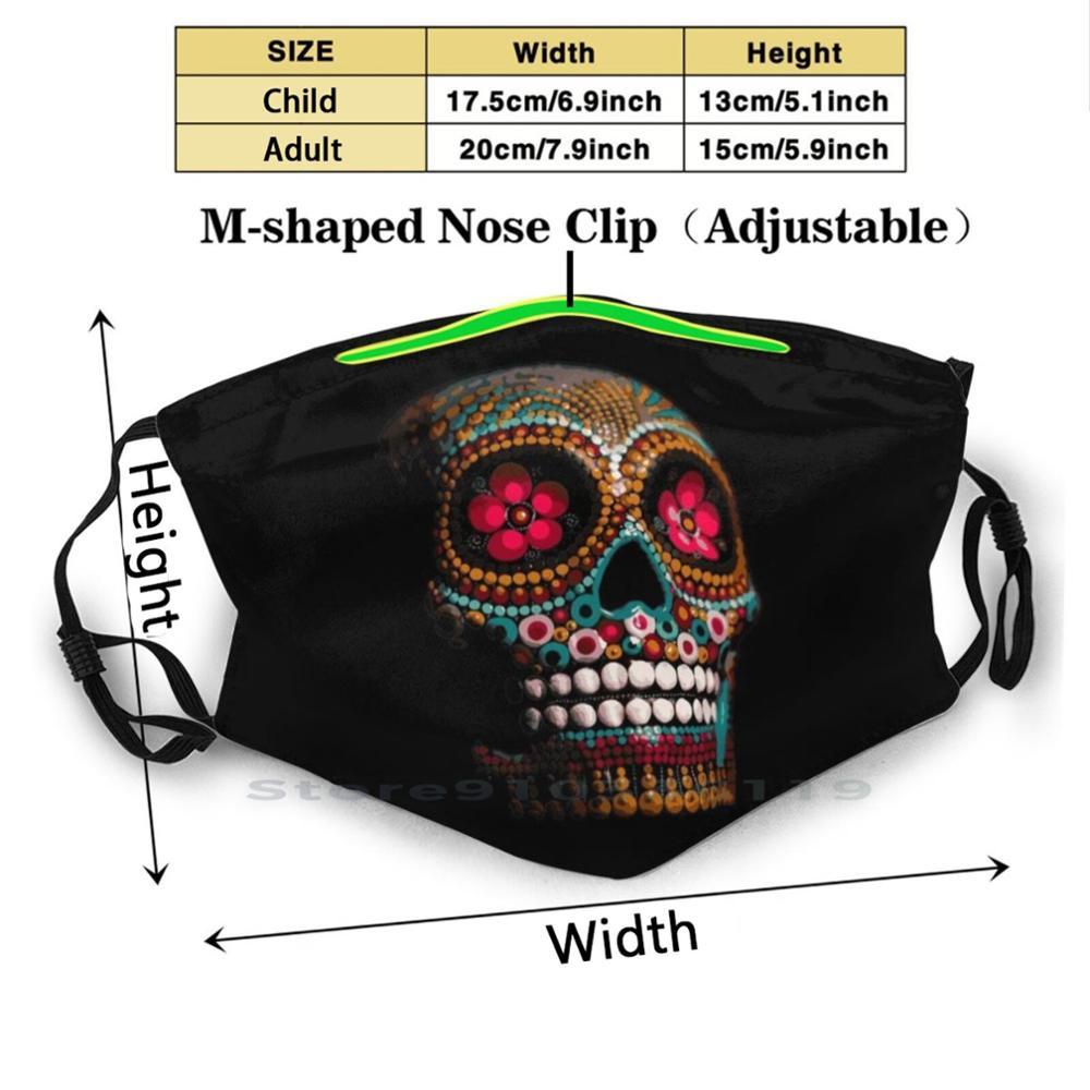 Изображение товара: В виде красочного черепа дизайн анти-Пылевой фильтр смываемая маска для лица для детей 
