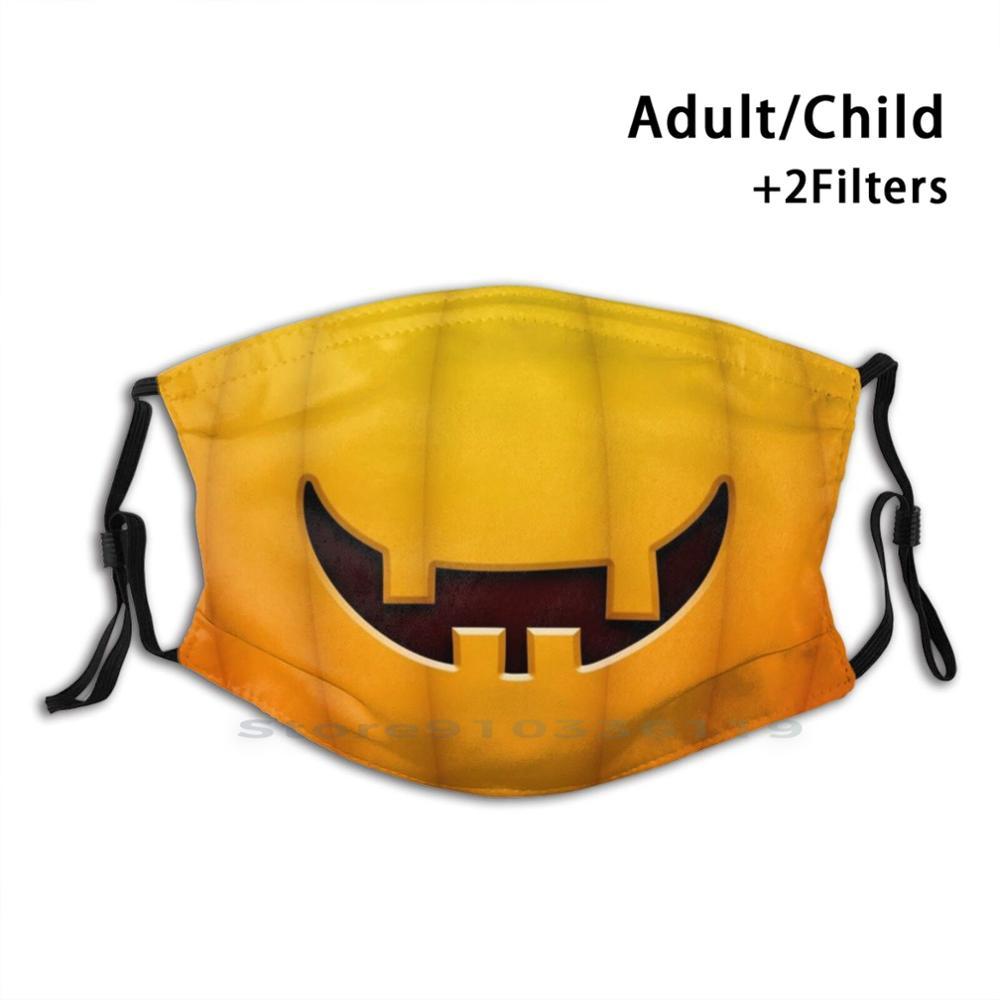 Изображение товара: Многоразовая маска с принтом тыквы и улыбки на Хэллоуин, маска для лица с фильтром Pm2.5, детская маска для Хэллоуина, тыква, пугающая и страшная улыбка
