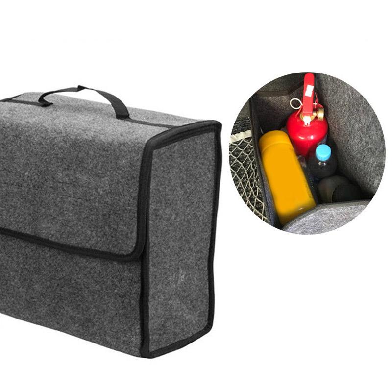 Изображение товара: Автомобильный шерстяной мягкий фетровый ящик для хранения, сумка для багажника, ящик для инструментов, многофункциональный органайзер для инструментов, складной, коврик с сумкой