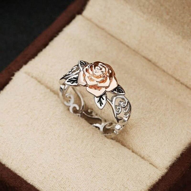 Изображение товара: Обручальные кольца из розового золота с цветами для женщин, обручальное кольцо с отверстиями для женщин, ювелирные изделия