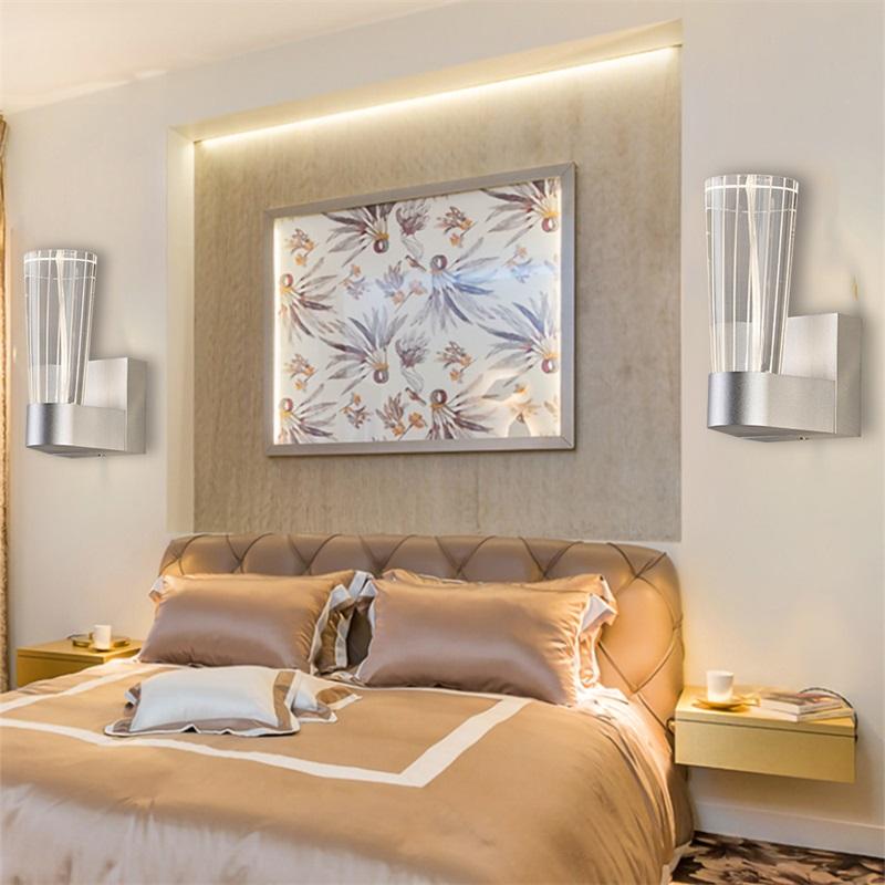 Изображение товара: Настенные светильники Hongcui с кристаллами, светодиодсветодиодный комнатные Серебристые алюминиевые лампы для дома, фойе, спальни, гостиной, офиса, гостиницы