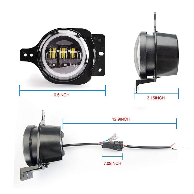 Изображение товара: Круглый светодиодный противотуманный фонарь 4 дюйма с Halo DRL для Jeep Wrangler JL 2018 2019, белый дневной ходовой свет и желтый светильник Тель поворота
