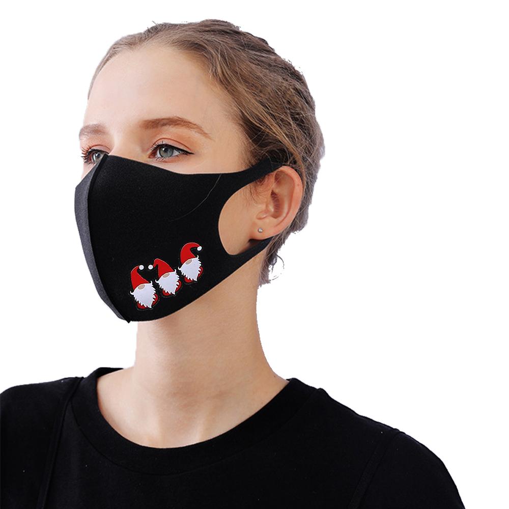 Изображение товара: 1/4/8 шт. Рождественская маска для лица многоразовая черная маска для рта моющаяся маска для лица из вискозы дышащие пылезащитные маски