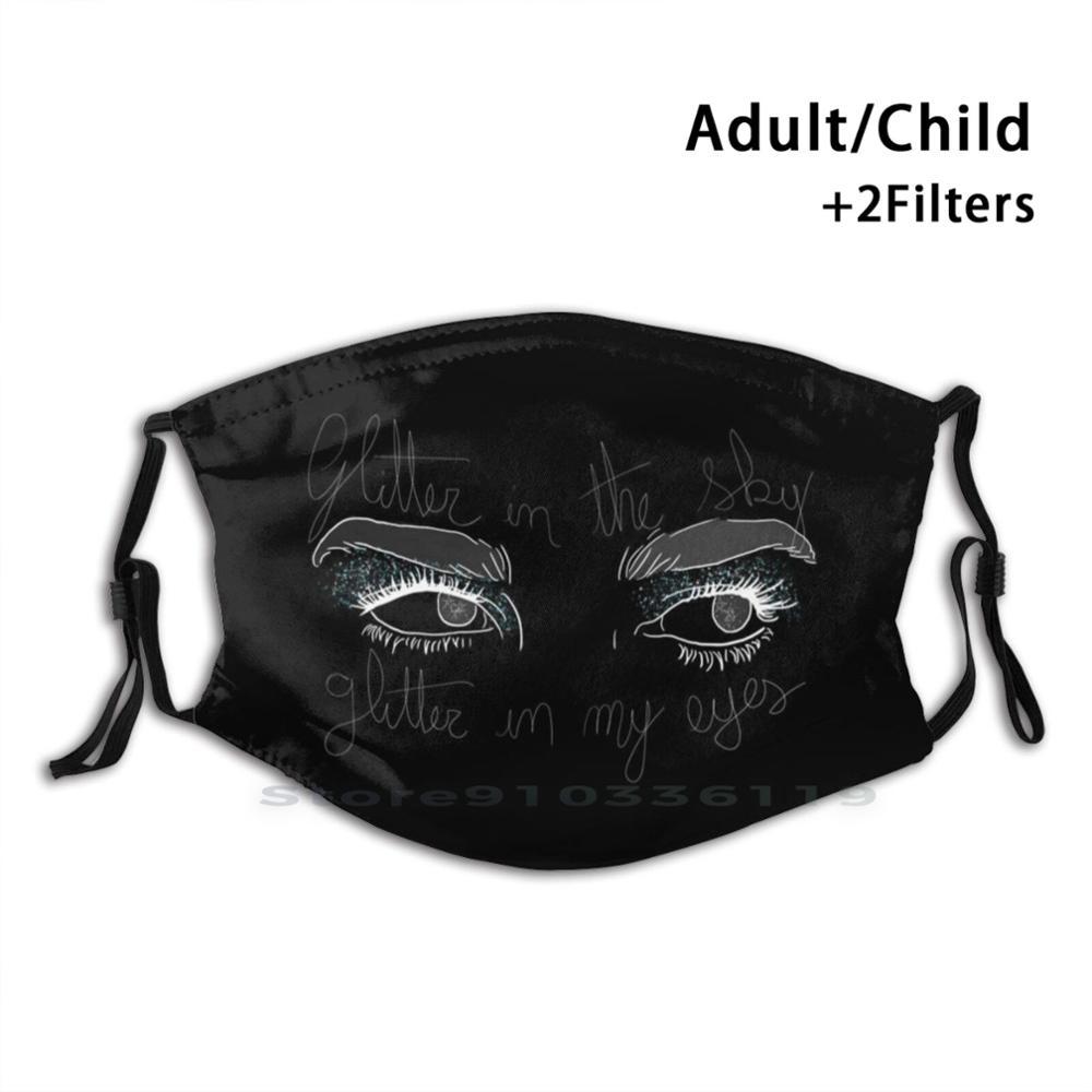 Изображение товара: Блестящая Белая многоразовая маска с принтом Pm2.5, фильтрующая маска для лица, детская левитирующая блестящая маска для глаз, будущая ностальгия, Missy Elliott, блестящие