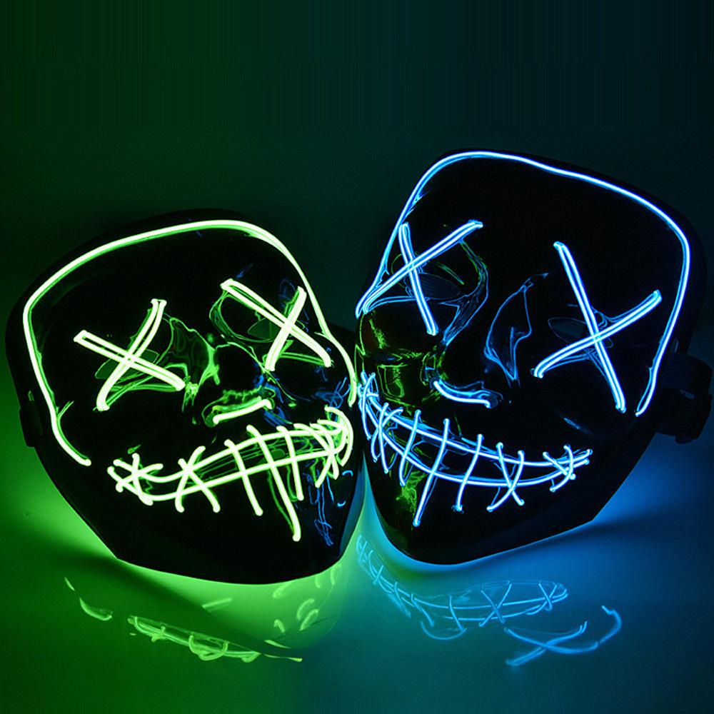 Изображение товара: Светящаяся маска на Хэллоуин, светящаяся кровавая триллер, светодиодный ка для лица, праздничная маска, реквизит для создания настроения черепа, головы