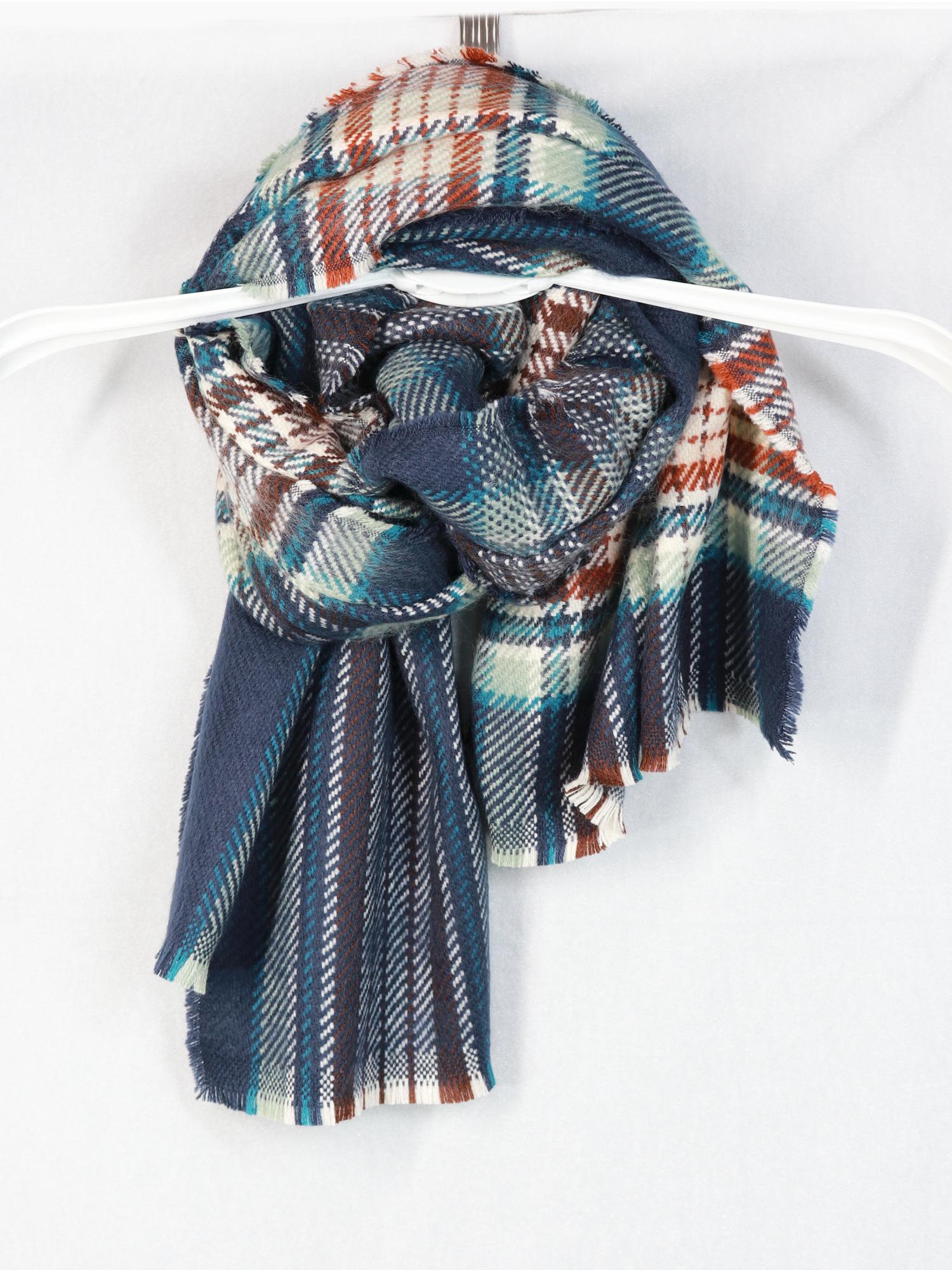 Изображение товара: Новый Зимний кашемировый шарф, цветная сетка, модный теплый шарф, длинный шарф, универсальный, модный шарф