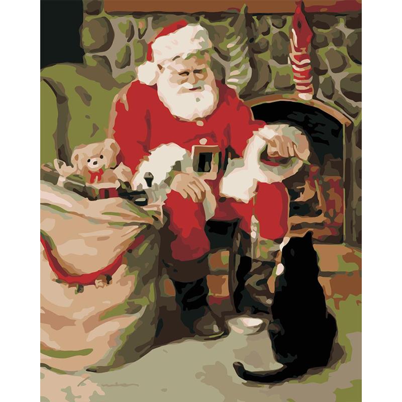 Изображение товара: Картина маслом по номерам, Санта-Клаус, рисунок на холсте, Декор для дома, картина по номерам, пейзаж, уникальный подарок