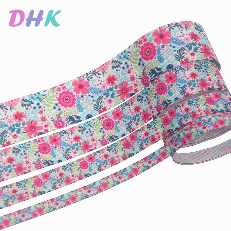 Изображение товара: Бант для волос DHK, 5 ярдов, с цветочным принтом, ленточный аксессуар дюйма, E1856