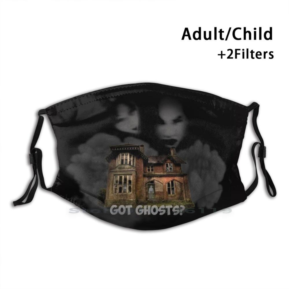 Изображение товара: Got Ghosts ? Print Reusable Mask Pm2.5 Filter Face Mask Kids Ghosts Creepy Paranormal Supernatural Haunted Mansion House