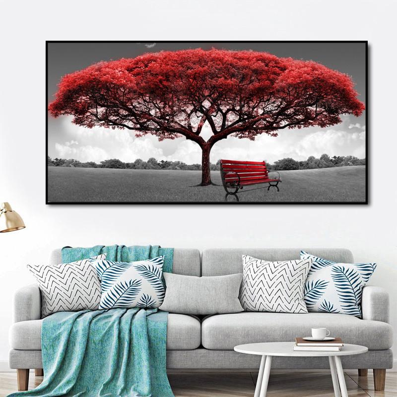 Изображение товара: Плакаты на холсте, настенные картины без рамы, с изображением Красного денежного дерева, для офиса, гостиной, домашнего декора