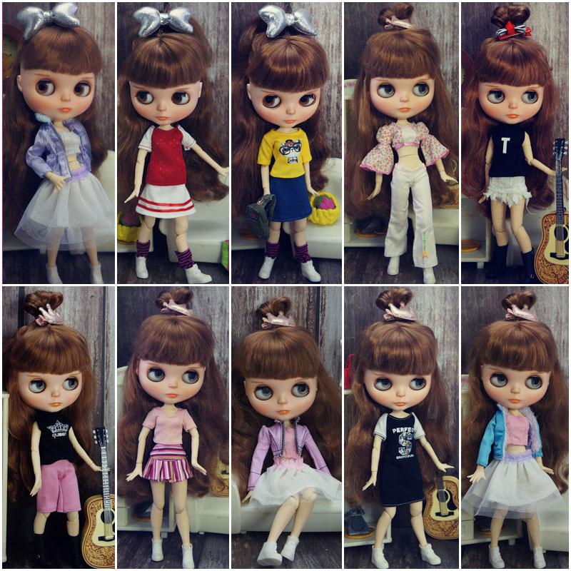 Изображение товара: Комплект одежды для кукол Blythe, Модный комплект одежды для кукол, майка, топ, пальто, юбка, платье, брюки, брюки для кукол блайз, аксессуары для кукол 1/6