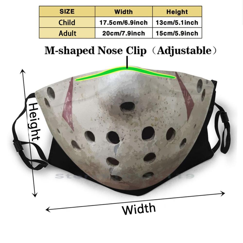 Изображение товара: Маска Jason с принтом рта, многоразовая маска с фильтром Pm2.5, маска для лица для детей, милый малыш на заказ, Джейсон вурхи, вурхи, пятница