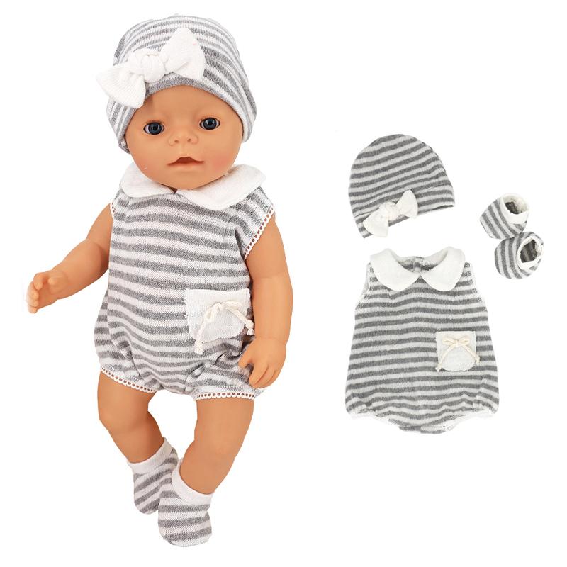 Изображение товара: Платье для куклы новорожденного, 40 см, шерстяная юбка + шапка + носки, подходит для кукол 17 дюймов, одежда для детей, подарок на день рождения